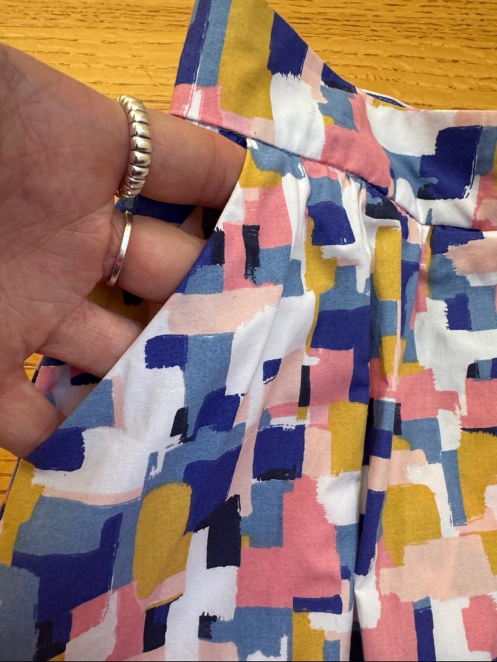 Jean Bourget Multicolor Patterned Skirt - Pink, Blue, Yellow, Navy - Picture 5 of 7
